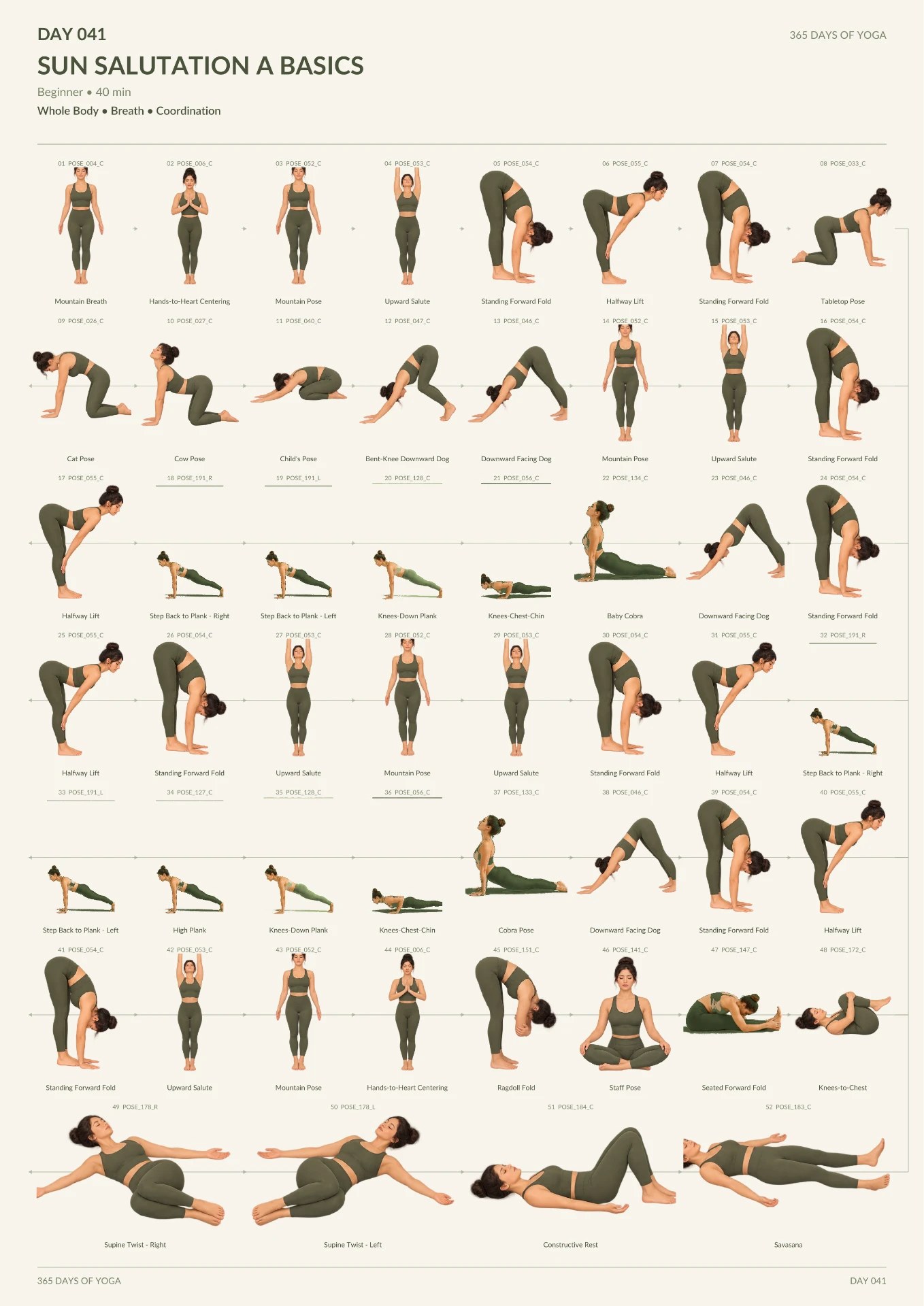 Day 41 — Sun Salutation A Basics yoga sequence page