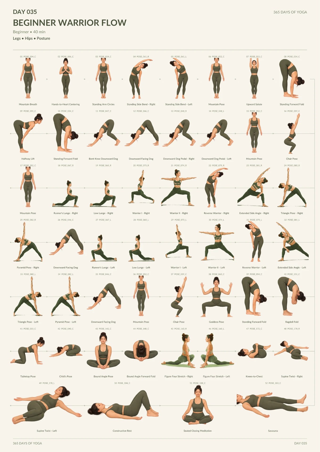 Day 35 — Beginner Warrior Flow yoga sequence page